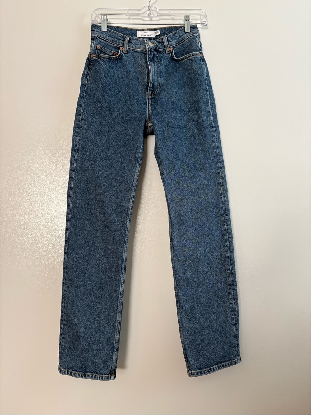 & Other Stories Favorite Cut High-Rise Straight Leg Jeans Mid Blue Wash Size 2